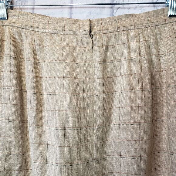 VINTAGE LORD & TAYLOR Plaid Silk-blend Skirt - Picture 6 of 9